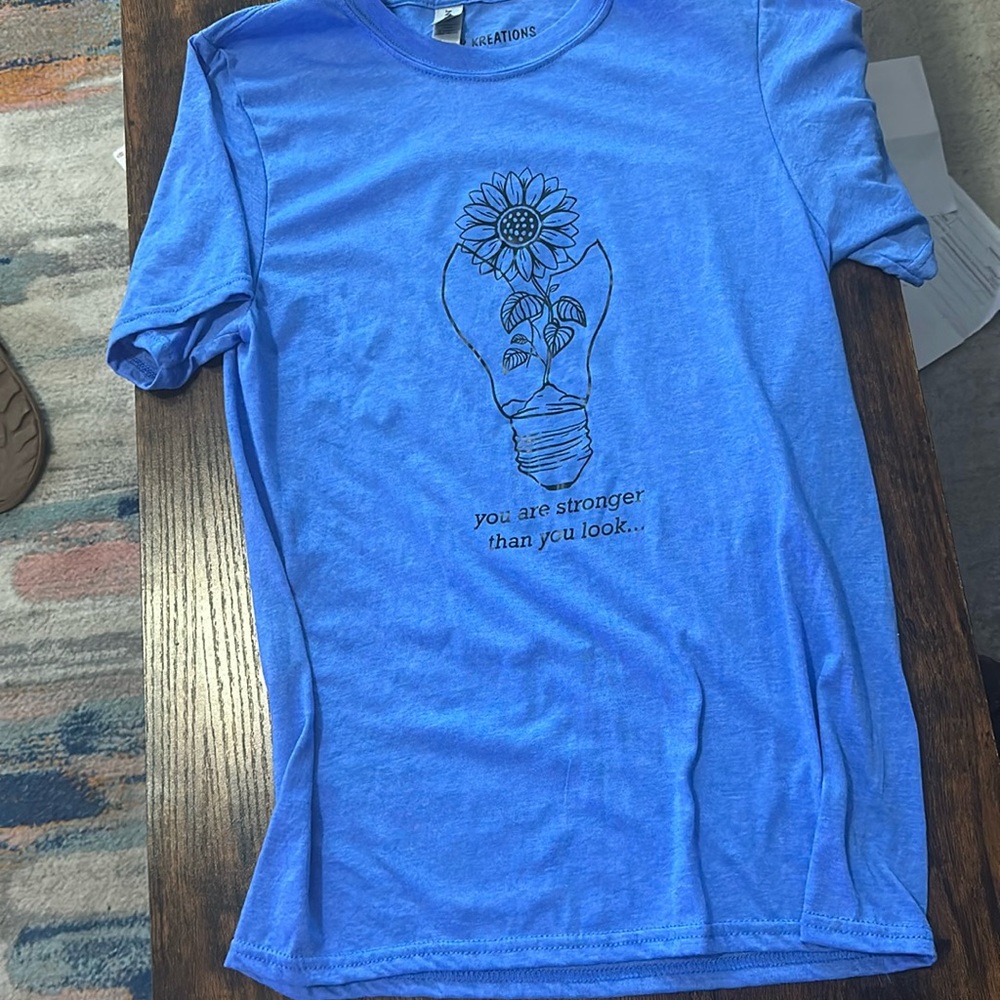 Handmade blue tshirt you're stronger than you look